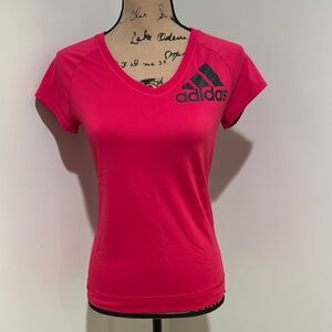Adidas Women's Pink V-Neck Top size small